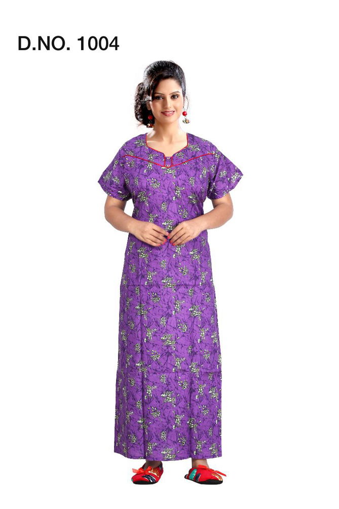 Ft 1004  Latest Collection Of Printed Pure Cotton Night Wear Gown Full Catalog